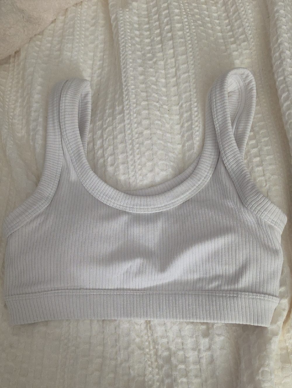 ALO Yoga White Ribbed Sports Bra